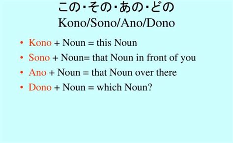 kono kono nomi|kono, sono, ano, dono